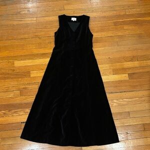 90s Black Velvet Sleeveless Maxi Dress